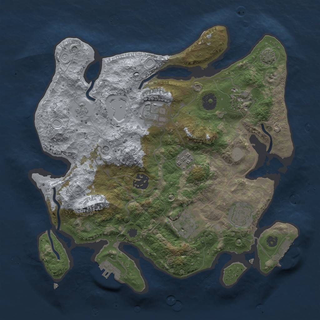 Rust Map: Procedural Map, Size: 3000, Seed: 2564, 14 Monuments