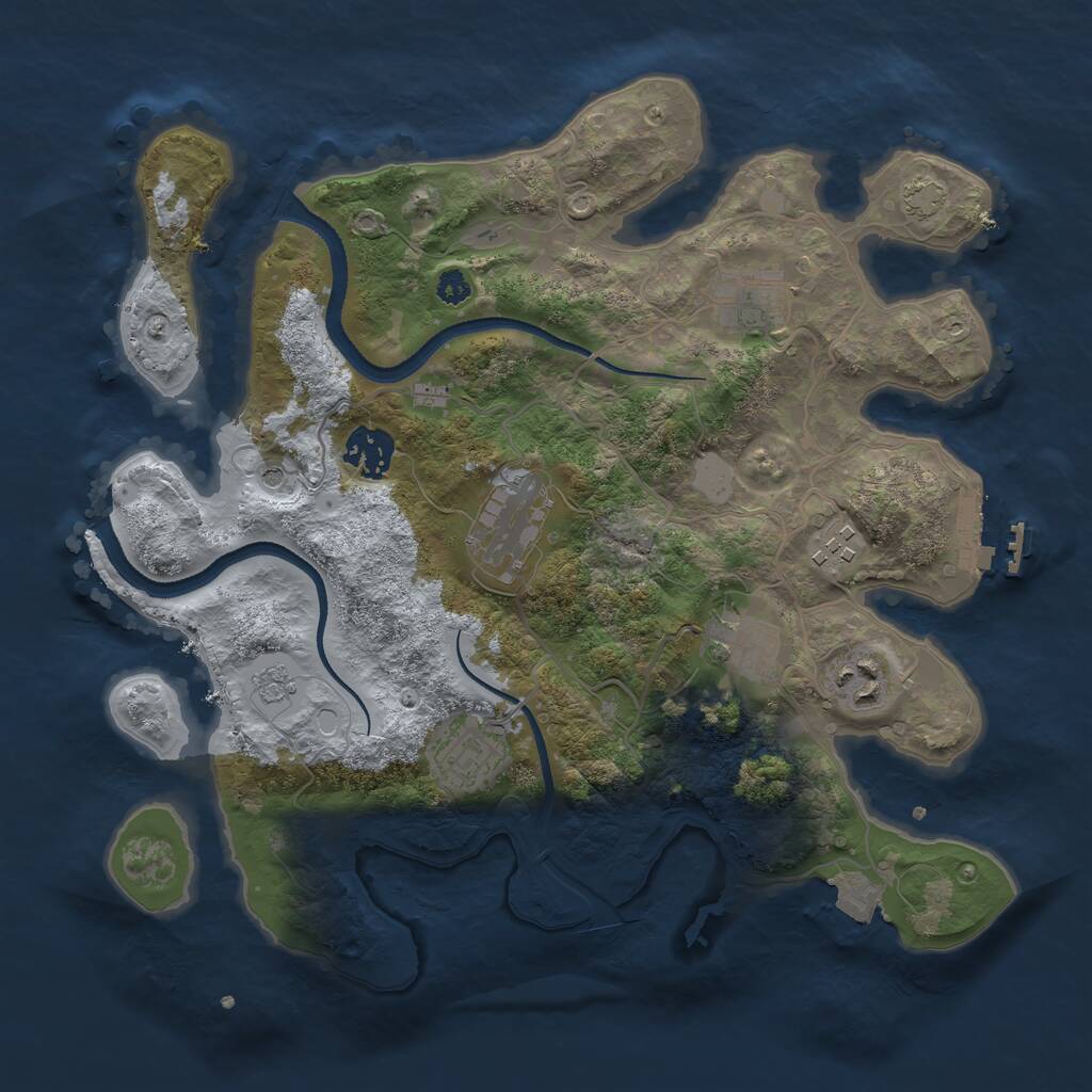 Rust Map: Procedural Map, Size: 3250, Seed: 23406, 12 Monuments