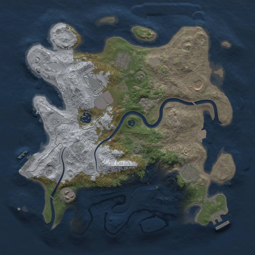Rust Map: Procedural Map, Size: 3500, Seed: 24537837, 13 Monuments