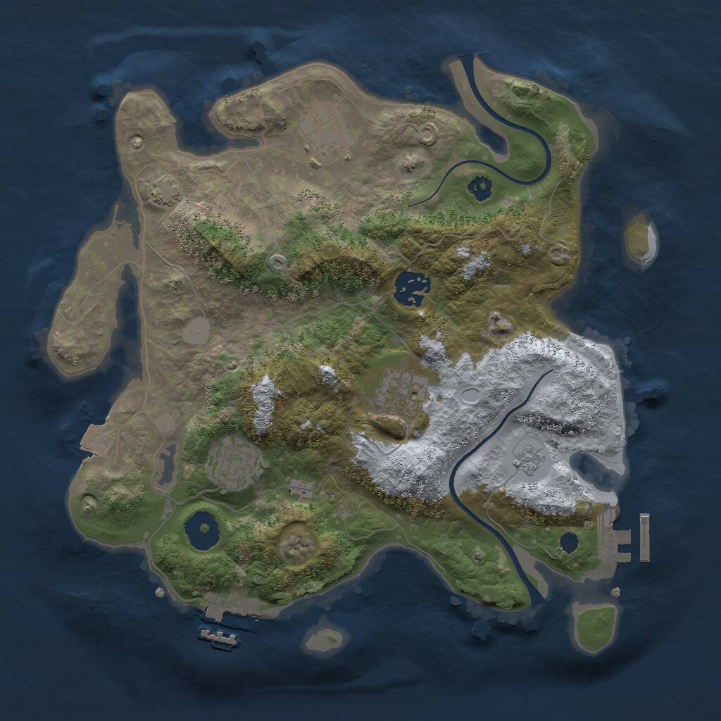 Rust Map: Procedural Map, Size: 3000, Seed: 1972614021, 9 Monuments