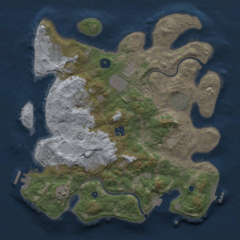 Rust Map: Procedural Map, Size: 3500, Seed: 887097830, 13 Monuments