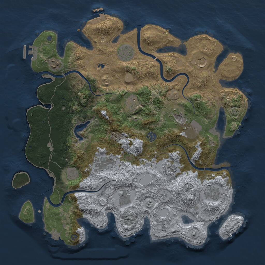 Rust Map: Procedural Map, Size: 4000, Seed: 566874215, 19 Monuments