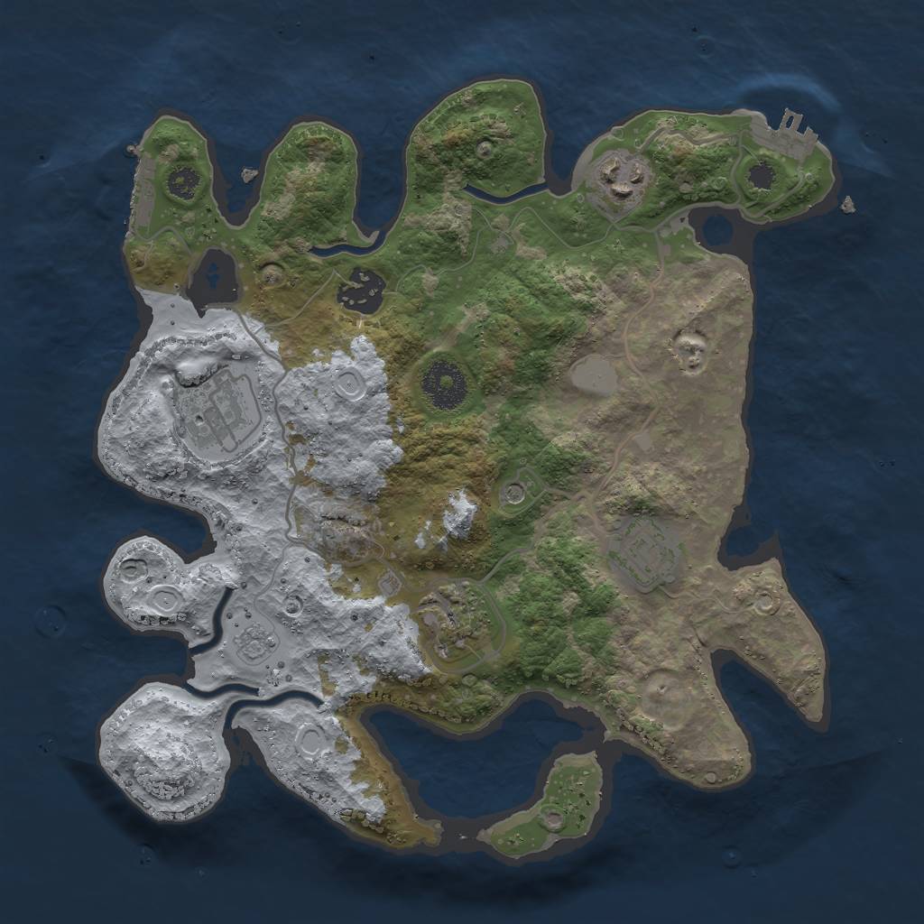 Rust Map: Procedural Map, Size: 3000, Seed: 9307, 12 Monuments