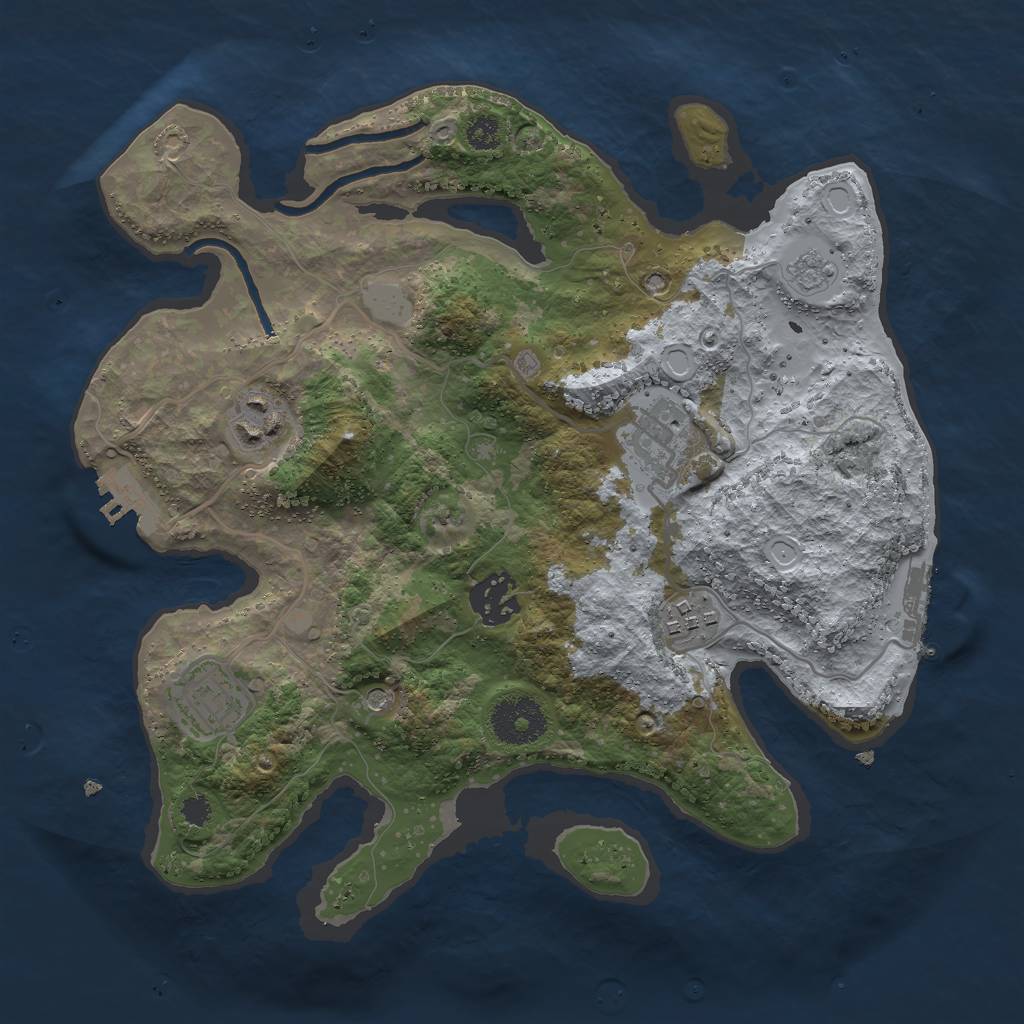 Rust Map: Procedural Map, Size: 3000, Seed: 39586, 12 Monuments