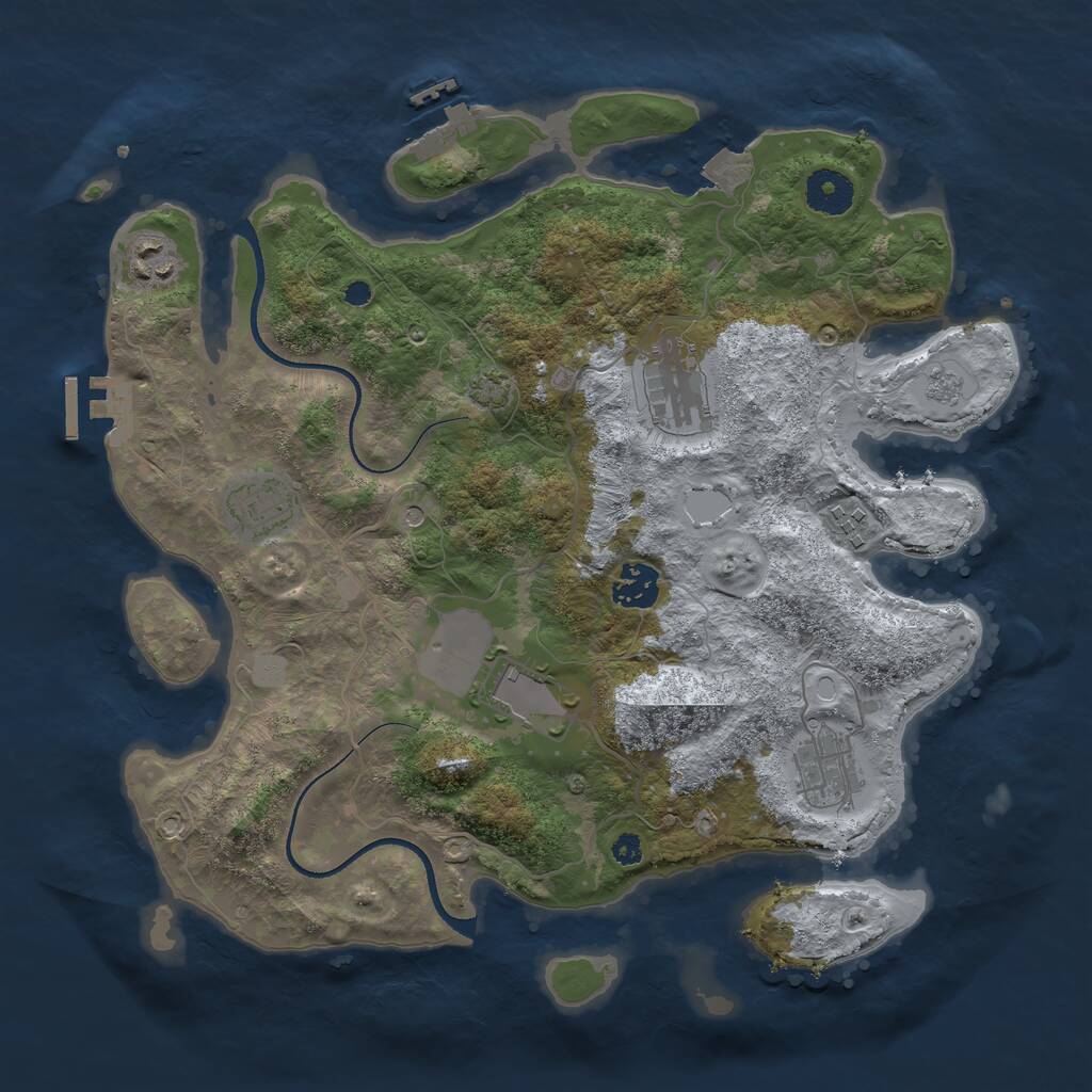 Rust Map: Procedural Map, Size: 3500, Seed: 5233, 13 Monuments