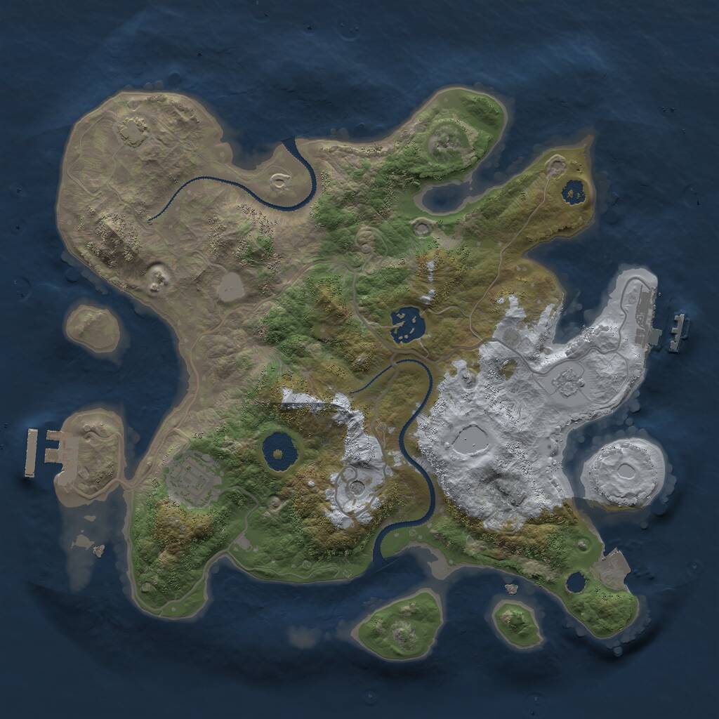 Rust Map: Procedural Map, Size: 3000, Seed: 1094531406, 8 Monuments