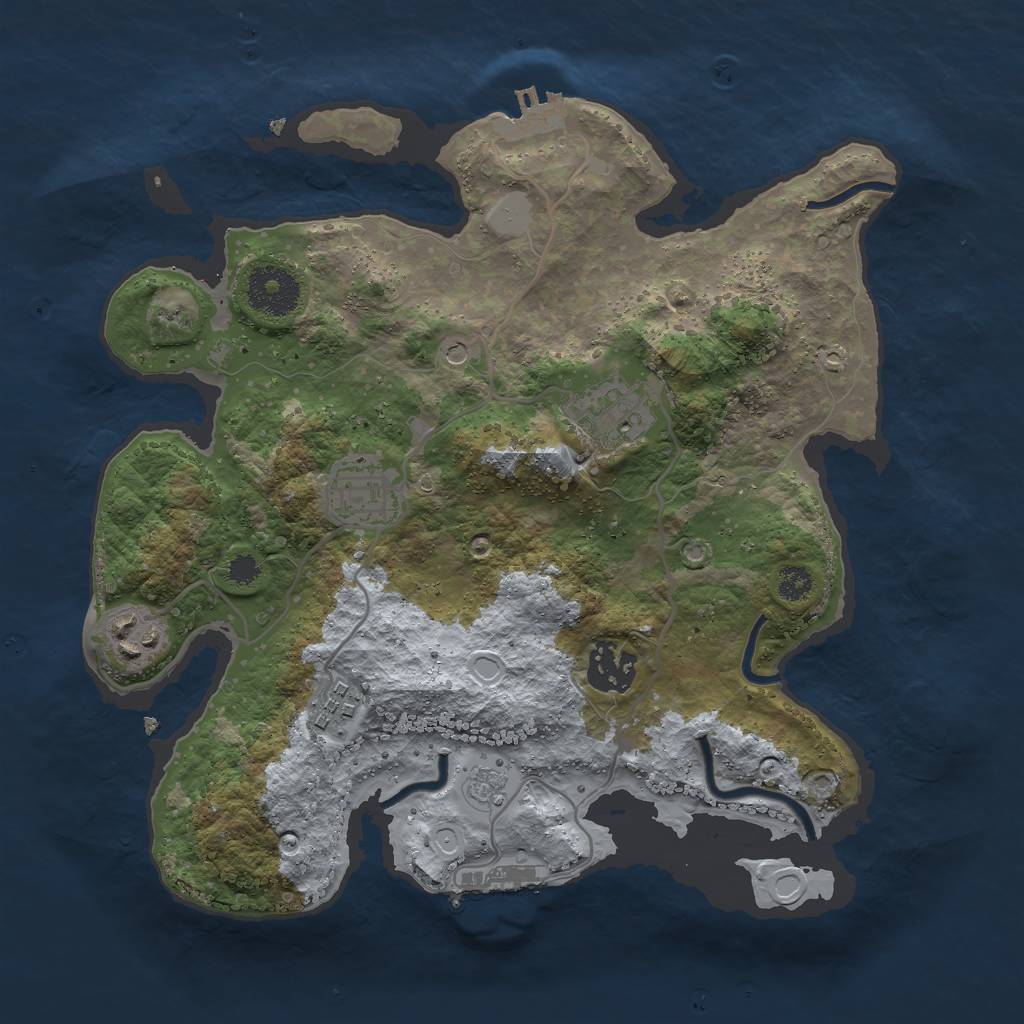 Rust Map: Procedural Map, Size: 3000, Seed: 1394227400, 12 Monuments