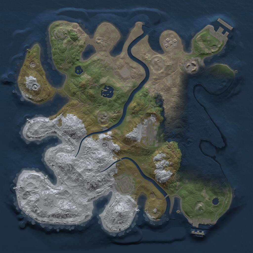 Rust Map: Procedural Map, Size: 3000, Seed: 17543, 11 Monuments