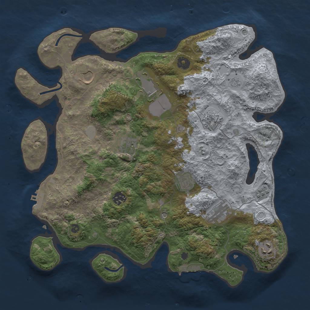 Rust Map: Procedural Map, Size: 3600, Seed: 1174190632, 16 Monuments
