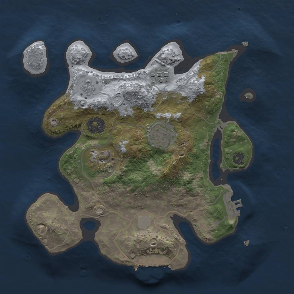 Rust Map: Procedural Map, Size: 2469, Seed: 490046017, 9 Monuments