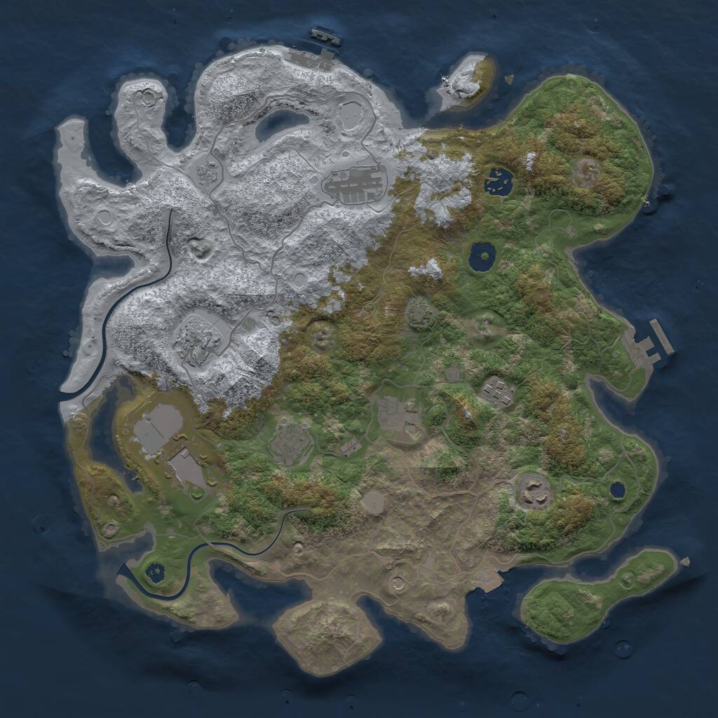 Rust Map: Procedural Map, Size: 3750, Seed: 1169054515, 14 Monuments