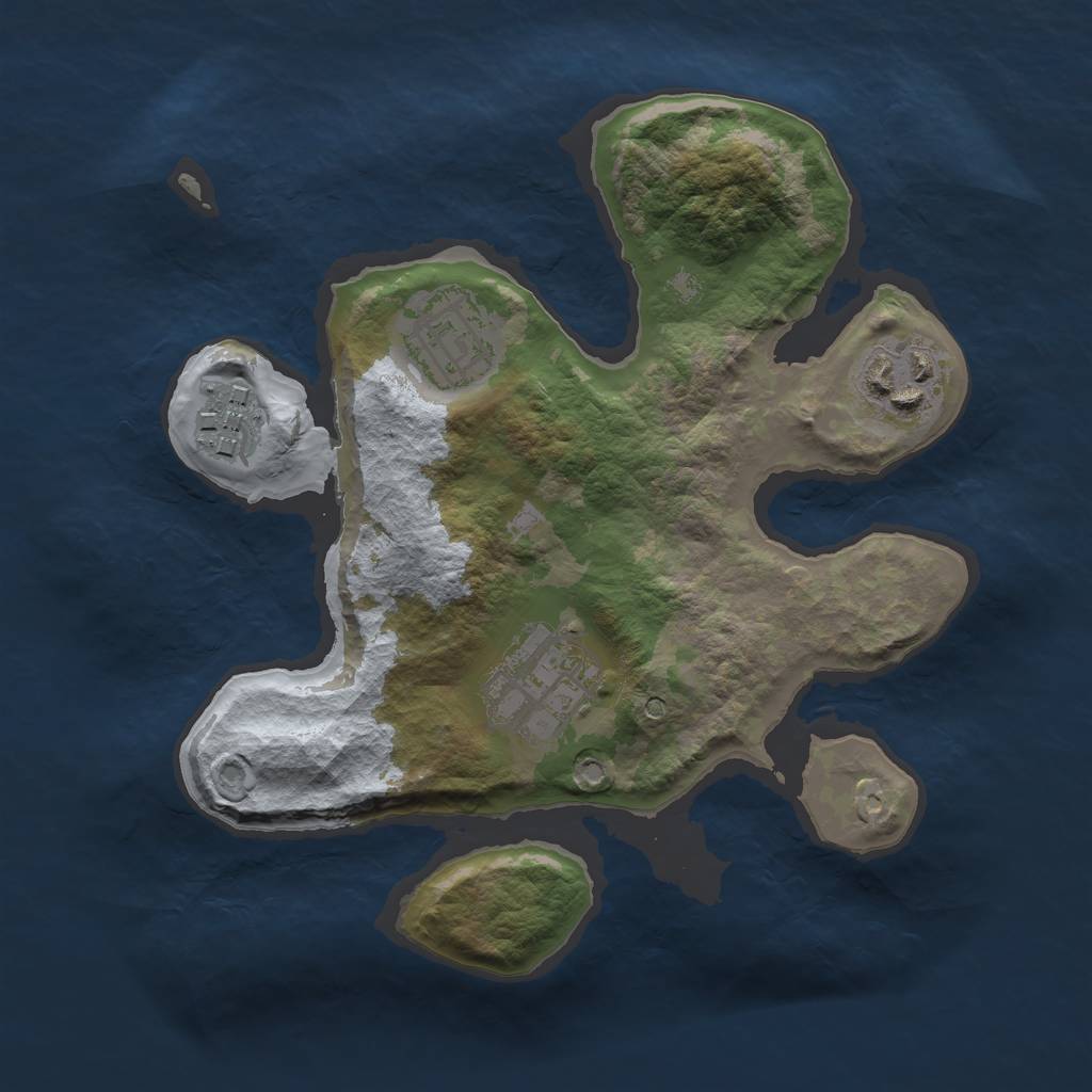 Rust Map: Barren, Size: 2300, Seed: 224, 6 Monuments