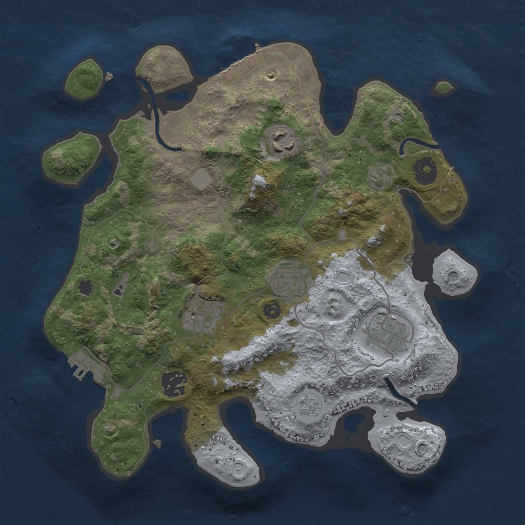 Rust Map: Procedural Map, Size: 3000, Seed: 25063, 11 Monuments