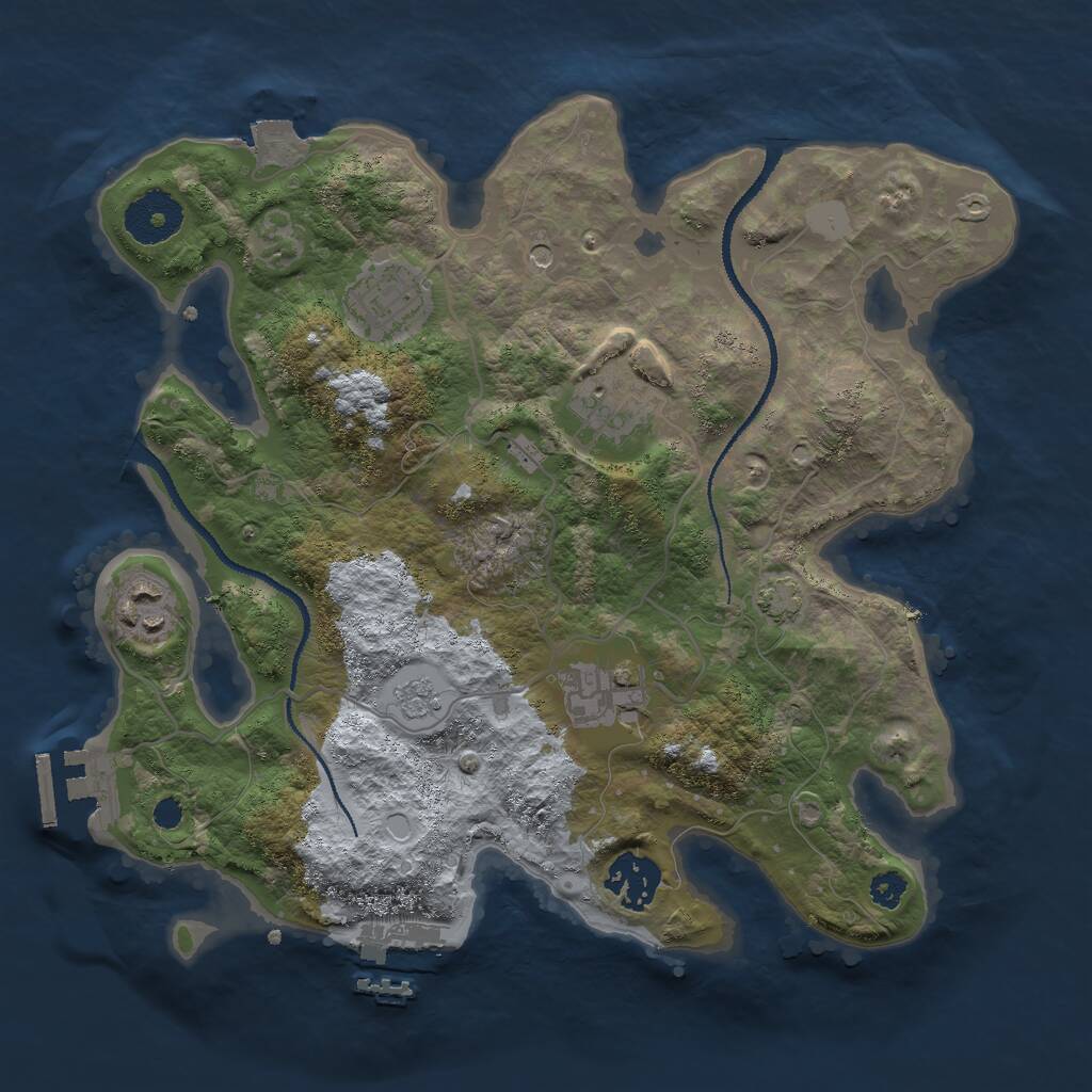 Rust Map: Procedural Map, Size: 3000, Seed: 2896, 11 Monuments