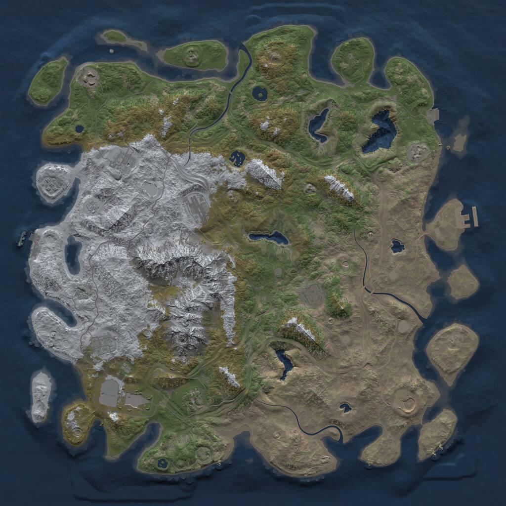 Rust Map: Procedural Map, Size: 5000, Seed: 1994, 16 Monuments