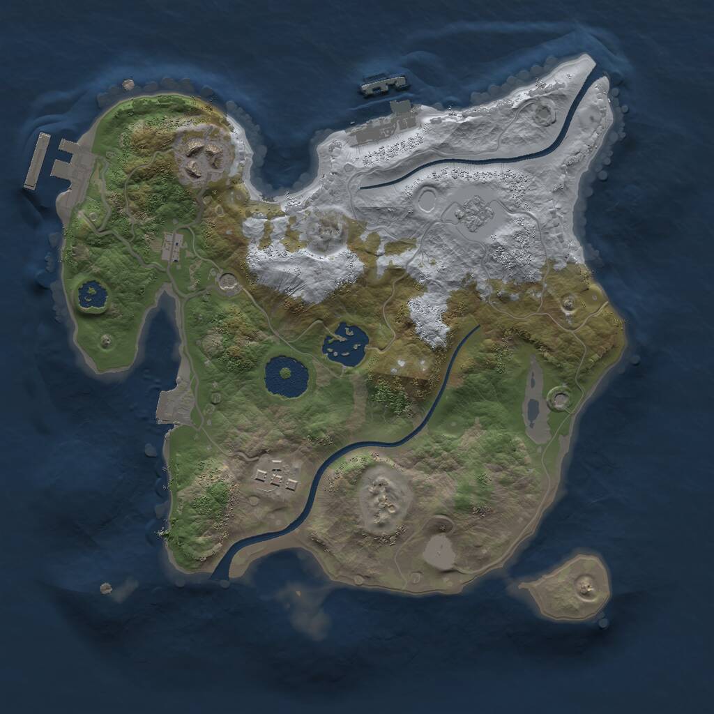 Rust Map: Procedural Map, Size: 2500, Seed: 592933804, 8 Monuments