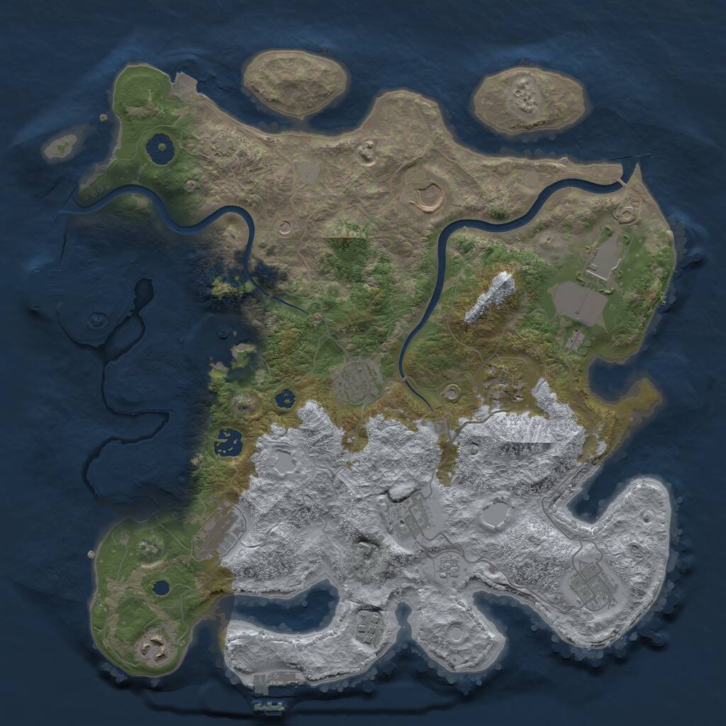 Rust Map: Procedural Map, Size: 3750, Seed: 747754471, 17 Monuments