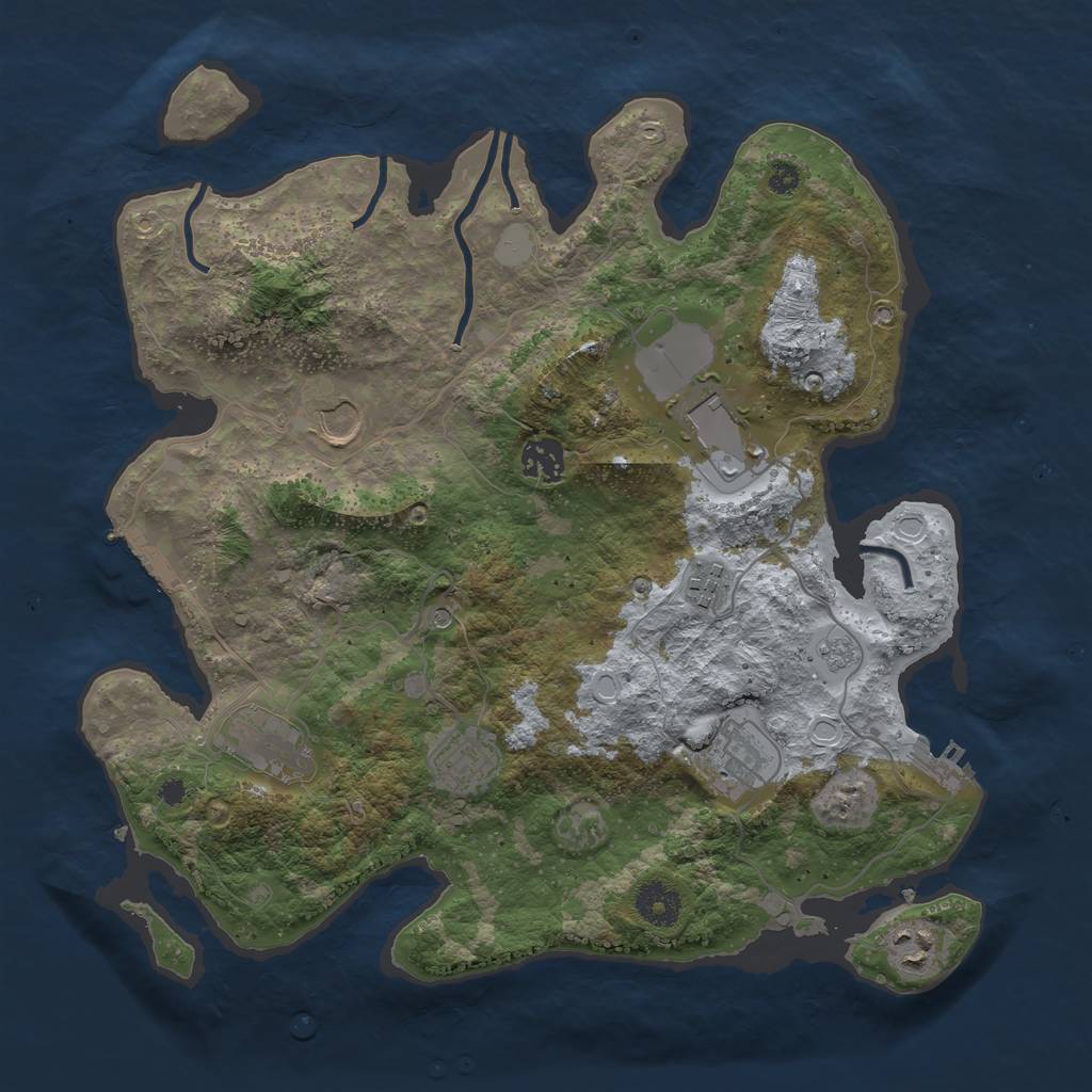Rust Map: Procedural Map, Size: 3599, Seed: 4, 15 Monuments