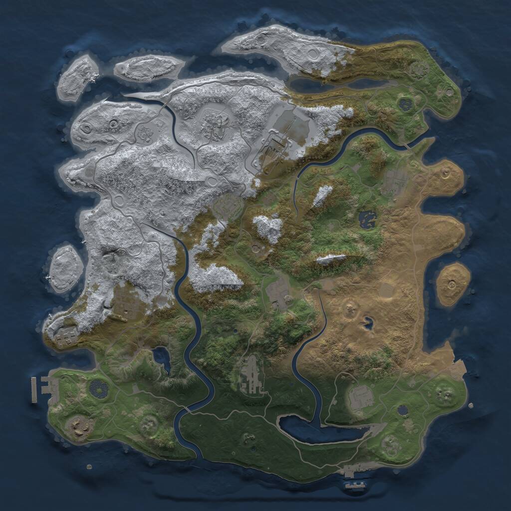Rust Map: Procedural Map, Size: 4000, Seed: 1071349833, 18 Monuments