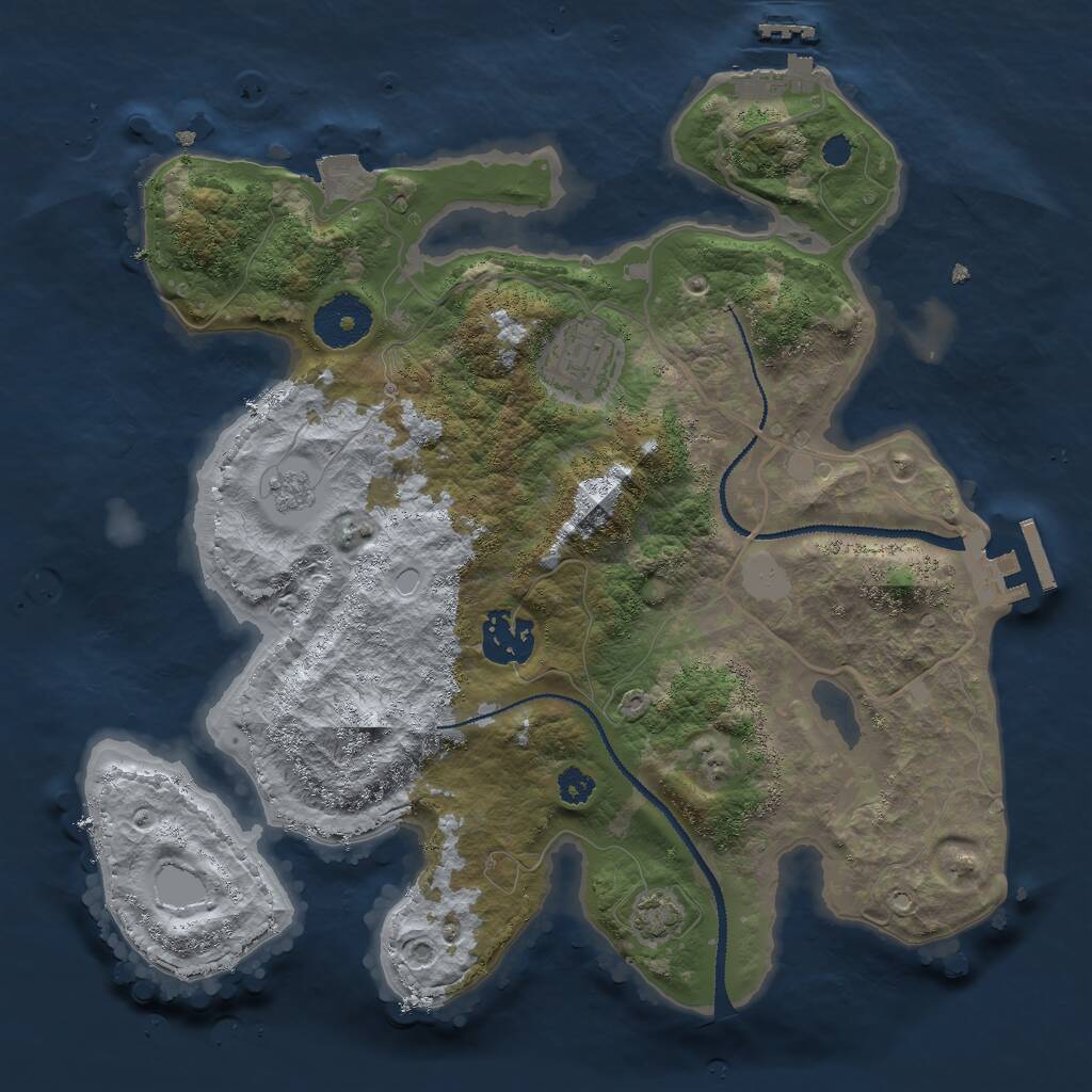 Rust Map: Procedural Map, Size: 3000, Seed: 1265253891, 7 Monuments