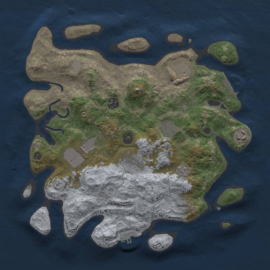 Rust Map: Procedural Map, Size: 3500, Seed: 304718177, 14 Monuments