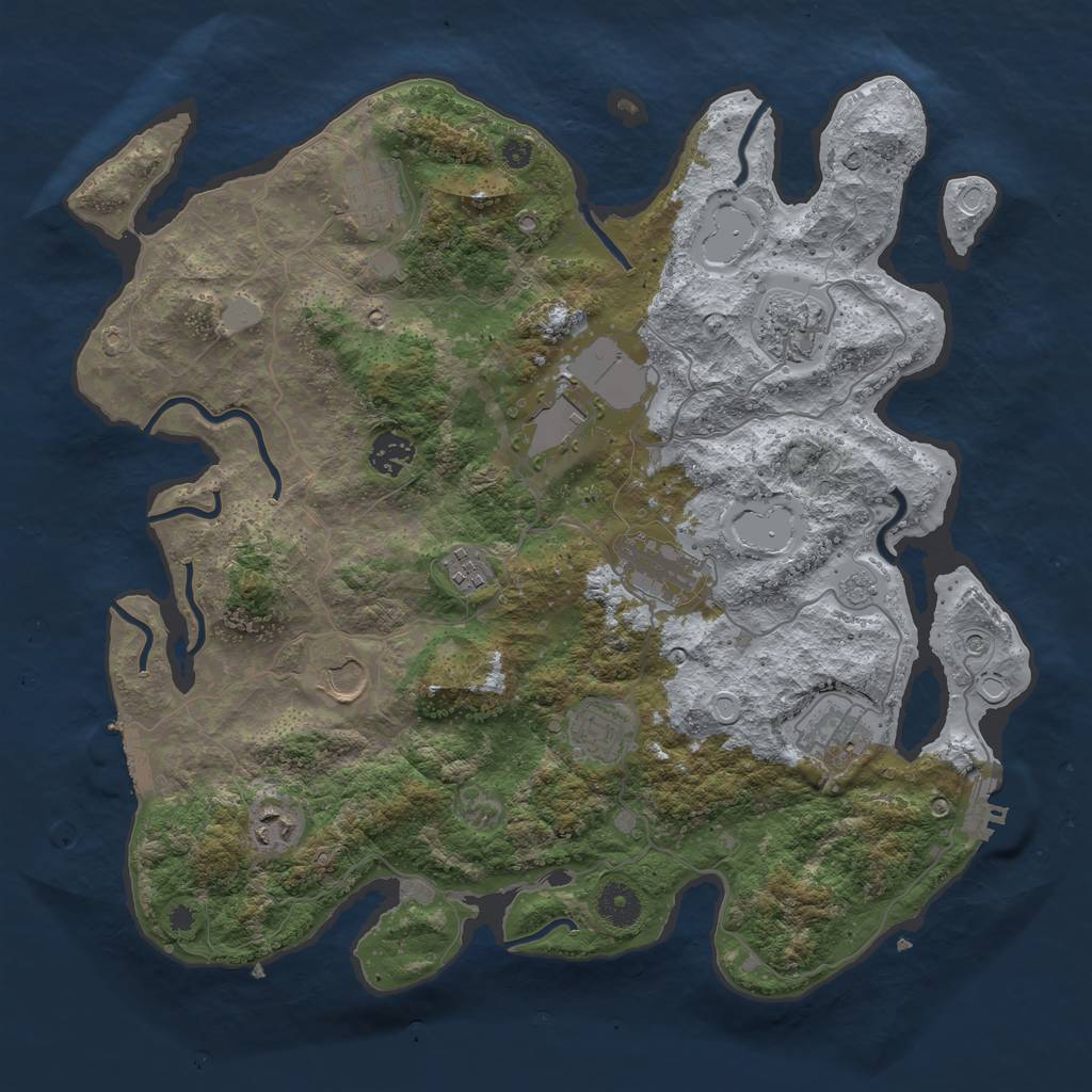 Rust Map: Procedural Map, Size: 3800, Seed: 109964, 17 Monuments