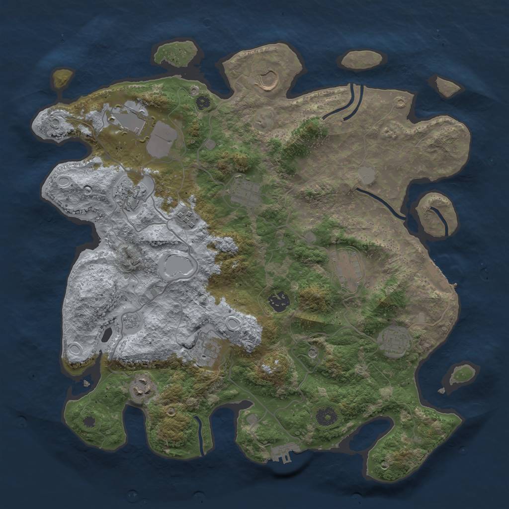 Rust Map: Procedural Map, Size: 3800, Seed: 992666, 17 Monuments