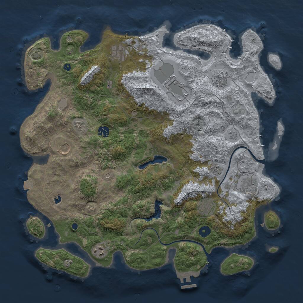 Rust Map: Procedural Map, Size: 4000, Seed: 987265395, 14 Monuments