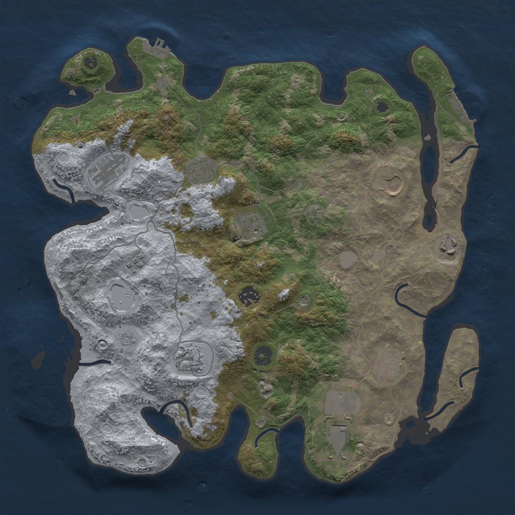 Rust Map: Procedural Map, Size: 3900, Seed: 433180, 17 Monuments