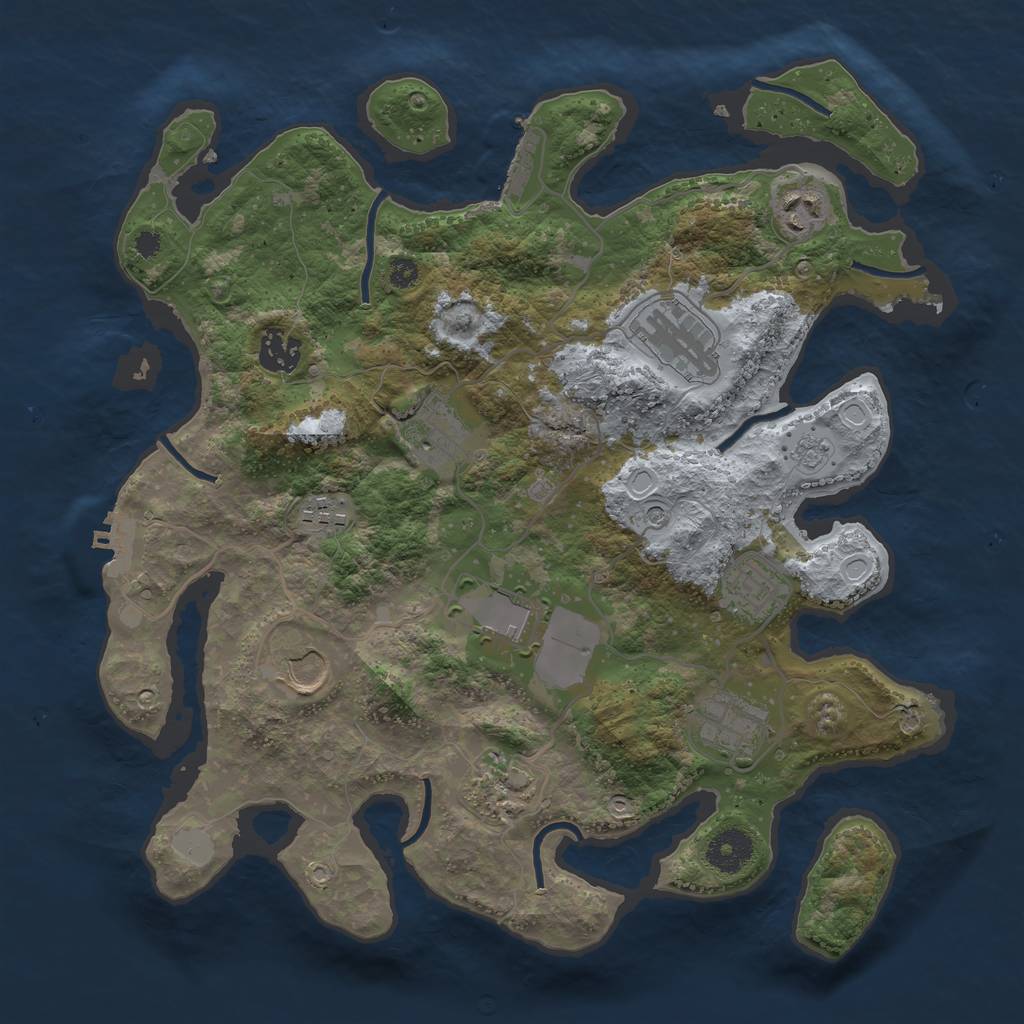 Rust Map: Procedural Map, Size: 3500, Seed: 1211669843, 17 Monuments