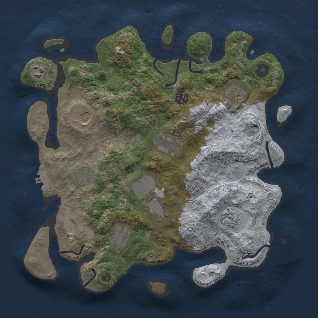 Rust Map: Procedural Map, Size: 3500, Seed: 640779569, 16 Monuments