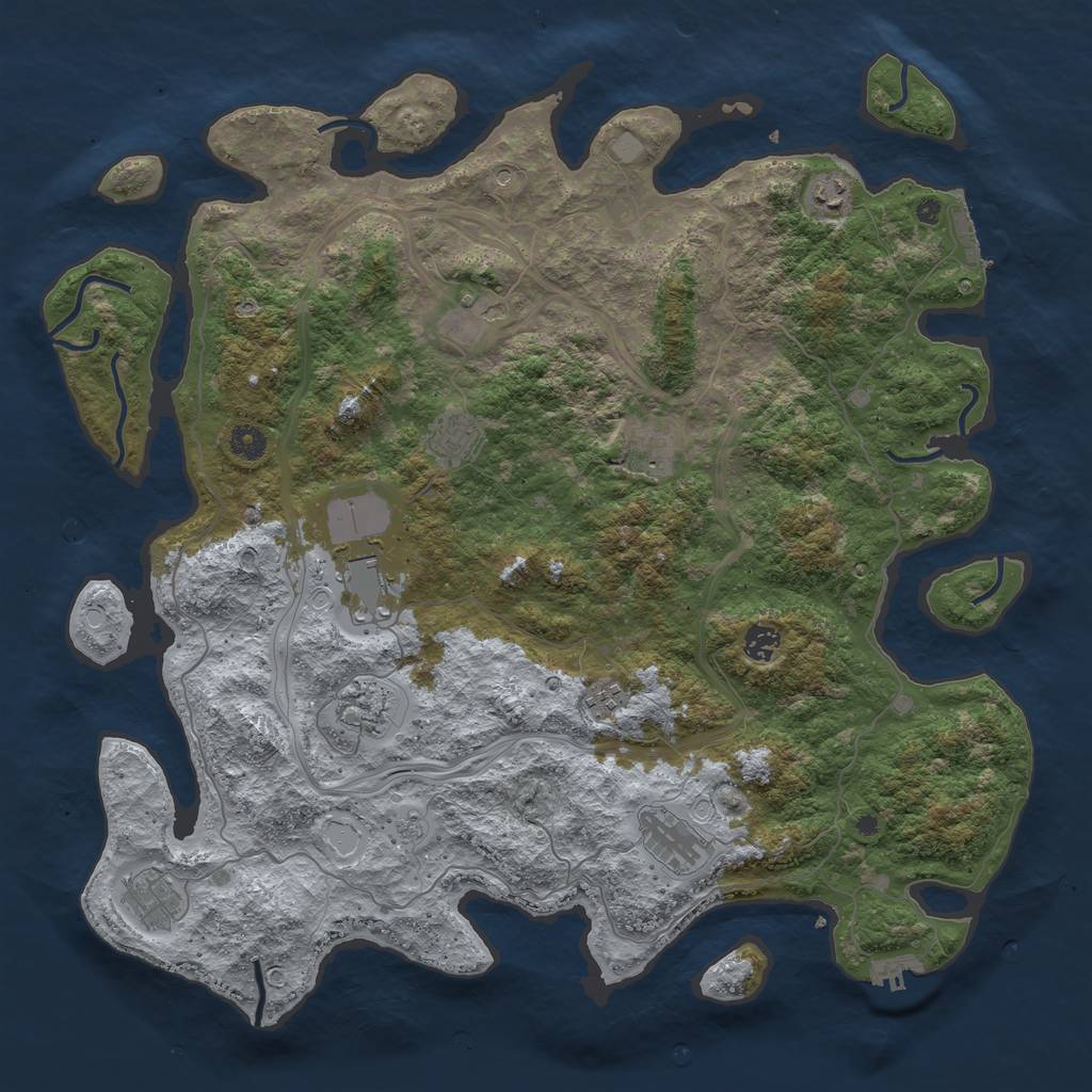 Rust Map: Procedural Map, Size: 4500, Seed: 1711229772, 17 Monuments