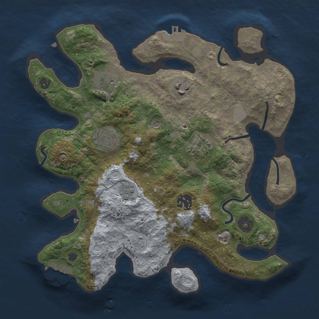 Rust Map: Procedural Map, Size: 3000, Seed: 44457346, 13 Monuments