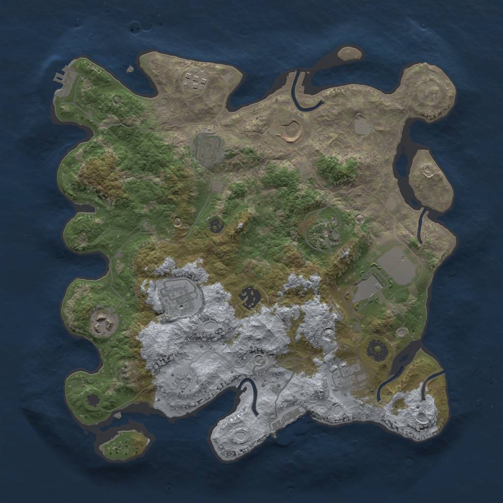 Rust Map: Procedural Map, Size: 3500, Seed: 56345821, 16 Monuments