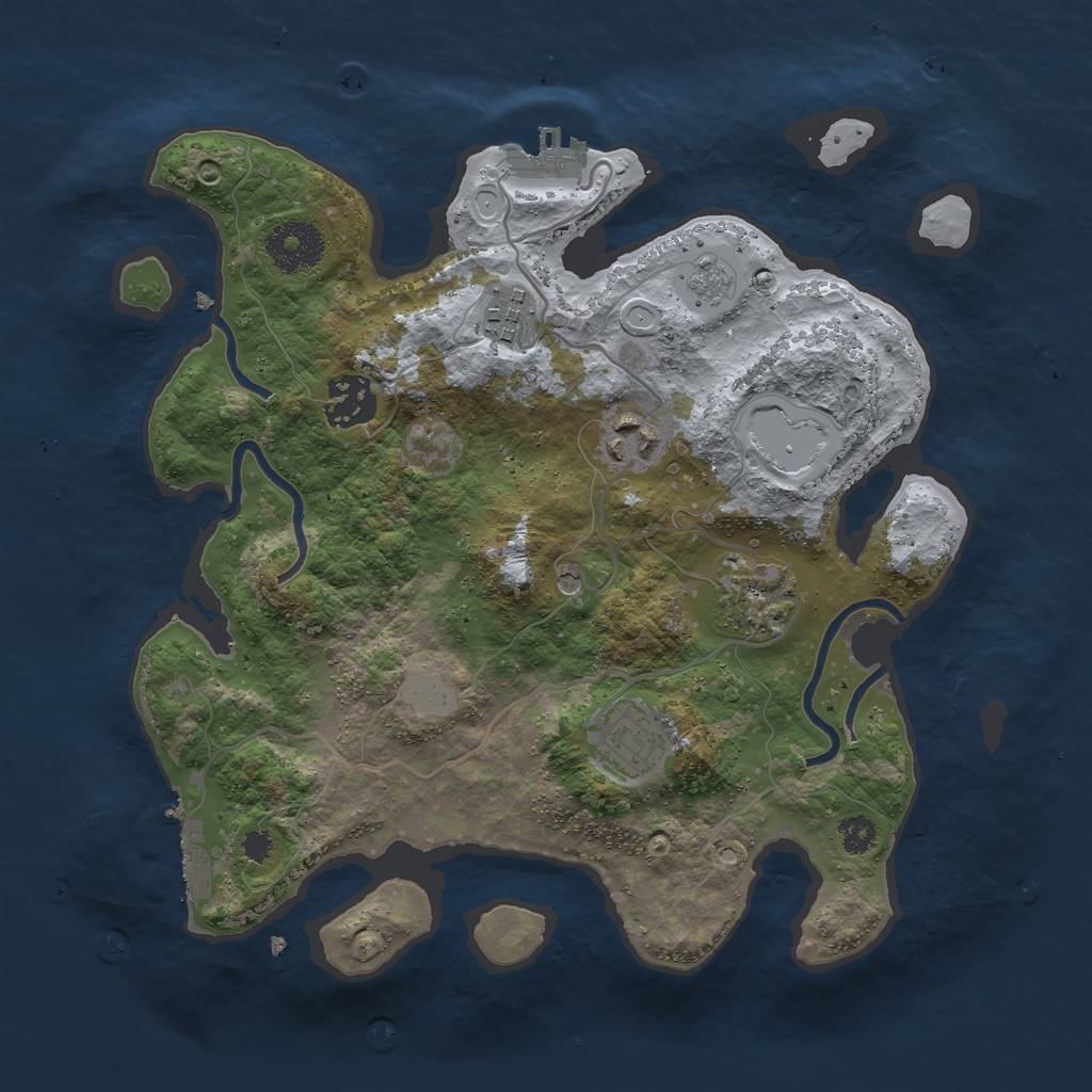 Rust Map: Procedural Map, Size: 3000, Seed: 2127620869, 12 Monuments