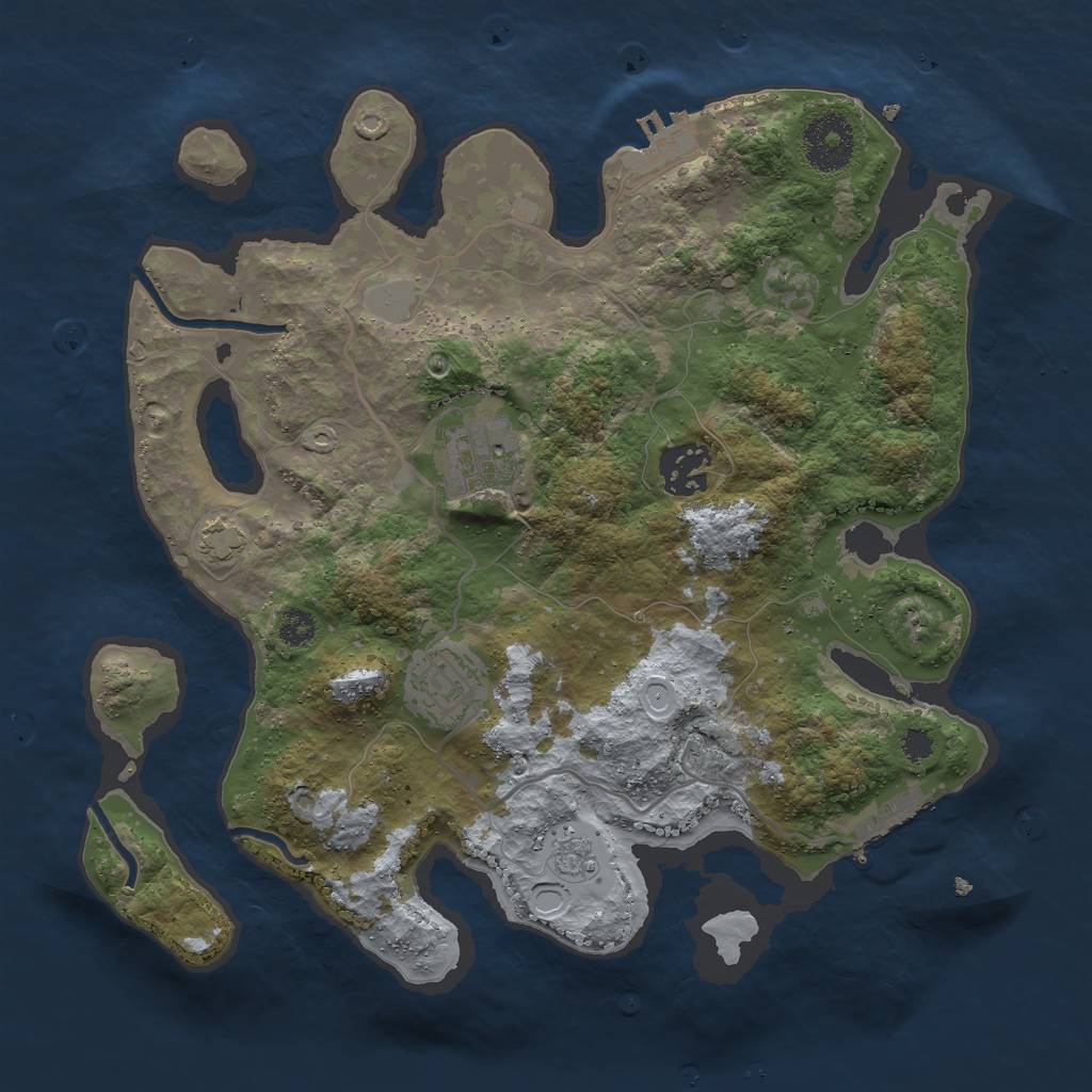 Rust Map: Procedural Map, Size: 3000, Seed: 26386, 10 Monuments