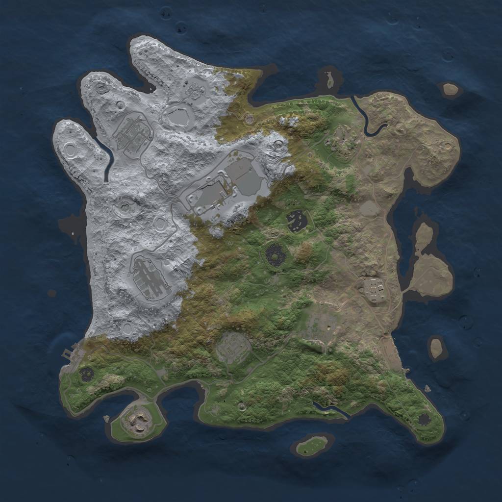Rust Map: Procedural Map, Size: 3550, Seed: 495981, 16 Monuments