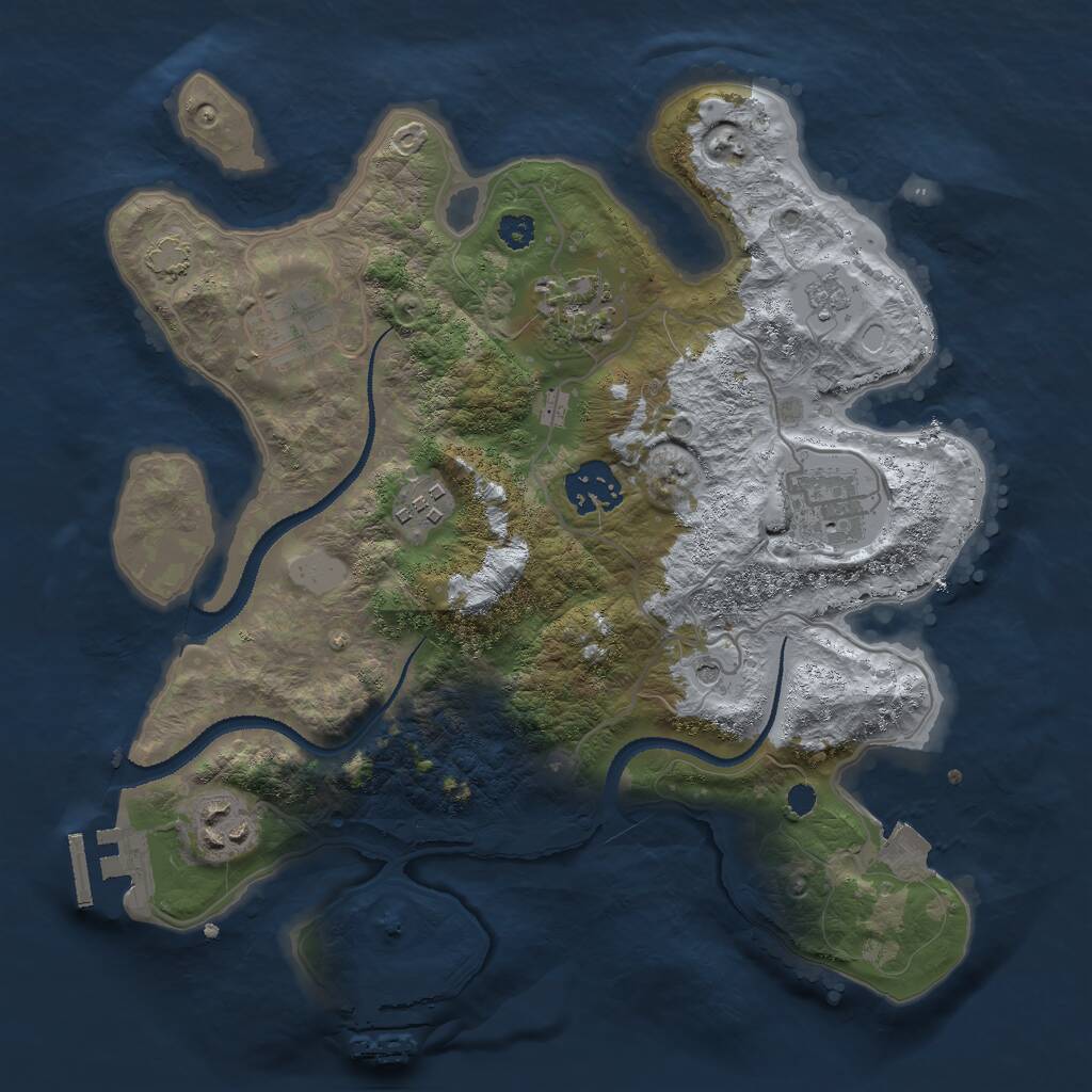 Rust Map: Procedural Map, Size: 3000, Seed: 13576, 12 Monuments