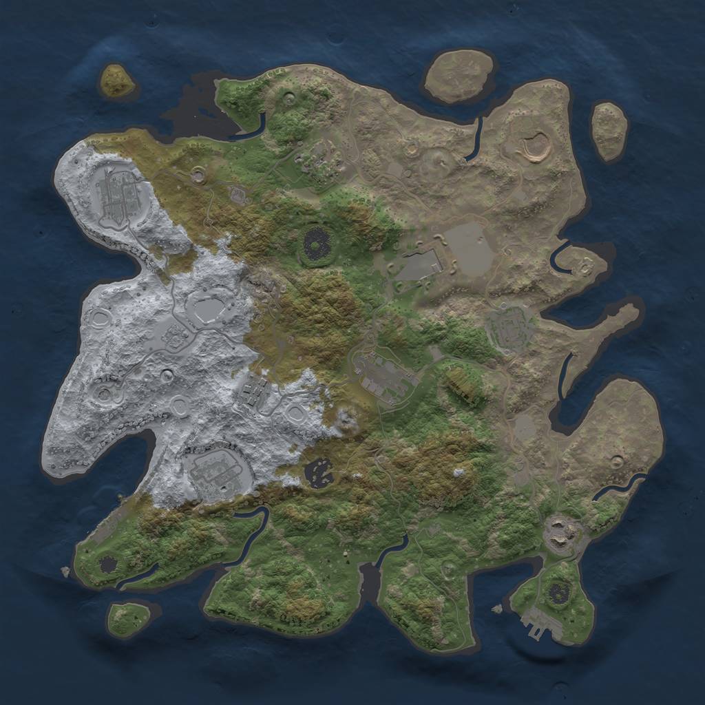 Rust Map: Procedural Map, Size: 3500, Seed: 1561995009, 17 Monuments