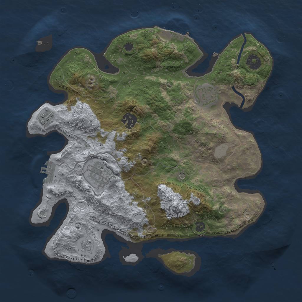 Rust Map: Procedural Map, Size: 3000, Seed: 5855, 11 Monuments