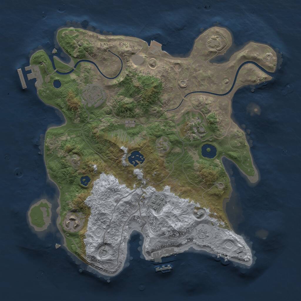 Rust Map: Procedural Map, Size: 3000, Seed: 2268, 11 Monuments