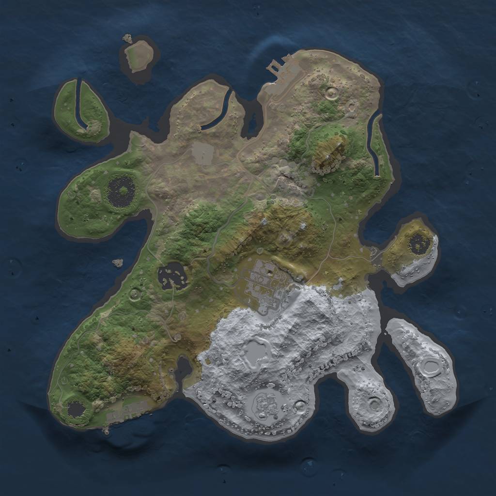 Rust Map: Procedural Map, Size: 2500, Seed: 365876089, 8 Monuments