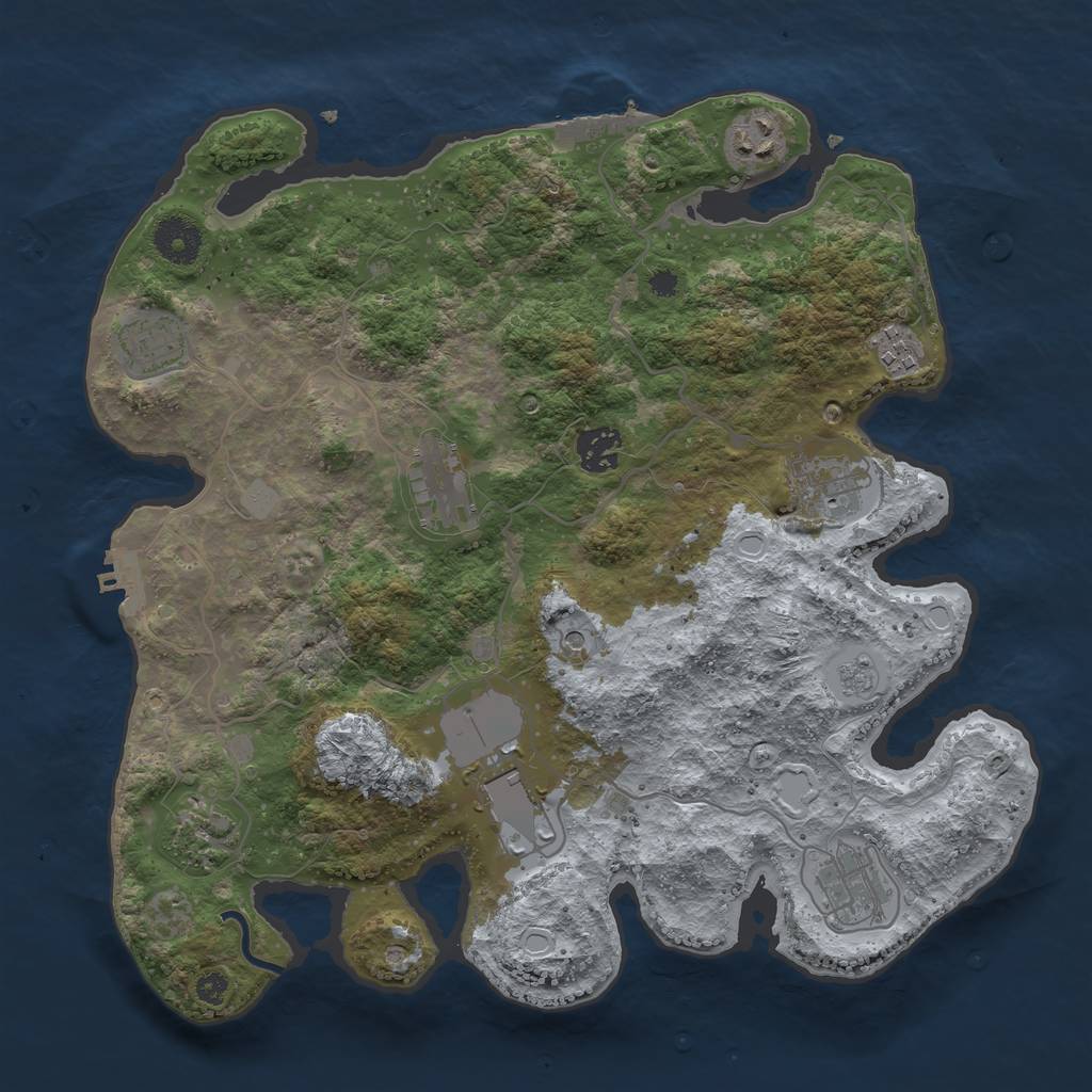 Rust Map: Procedural Map, Size: 3500, Seed: 1787061128, 16 Monuments