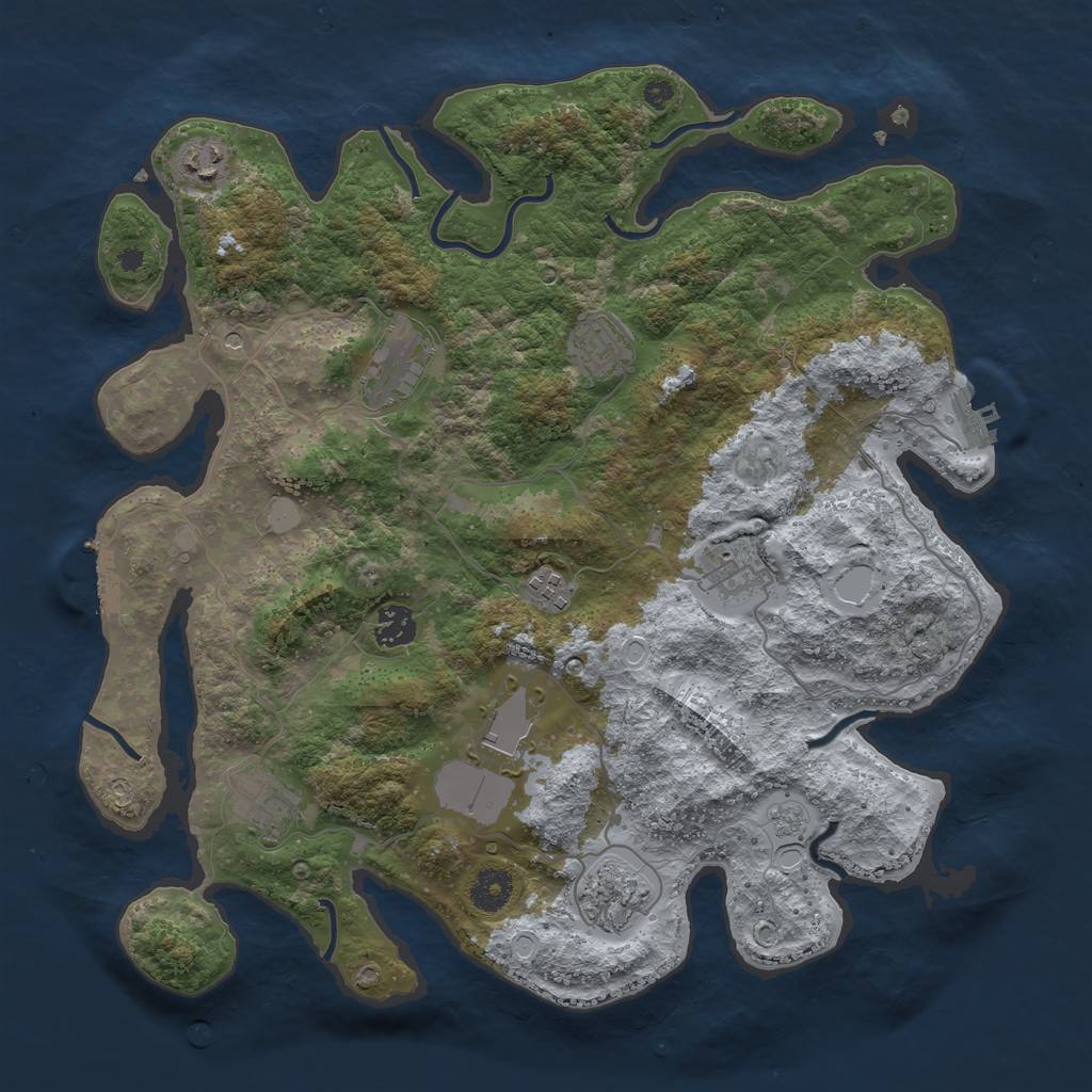 Rust Map: Procedural Map, Size: 3800, Seed: 2145875, 16 Monuments