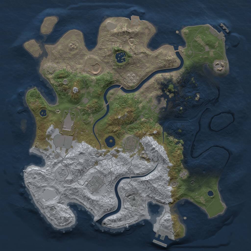 Rust Map: Procedural Map, Size: 3500, Seed: 1134404146, 14 Monuments