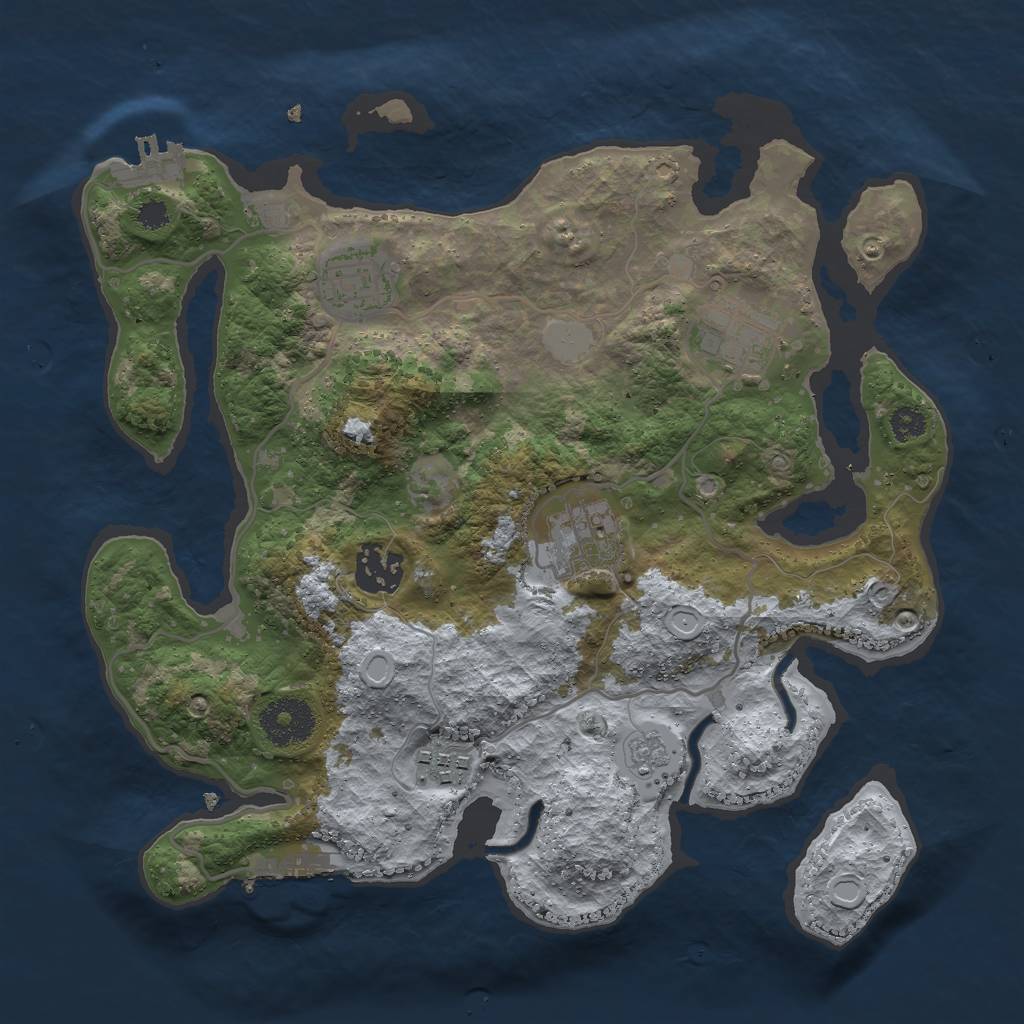 Rust Map: Procedural Map, Size: 3000, Seed: 1098213899, 11 Monuments