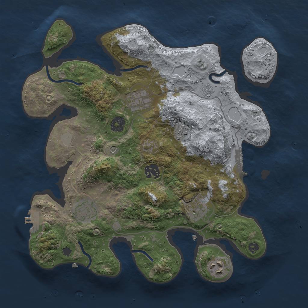 Rust Map: Procedural Map, Size: 3000, Seed: 7104, 13 Monuments