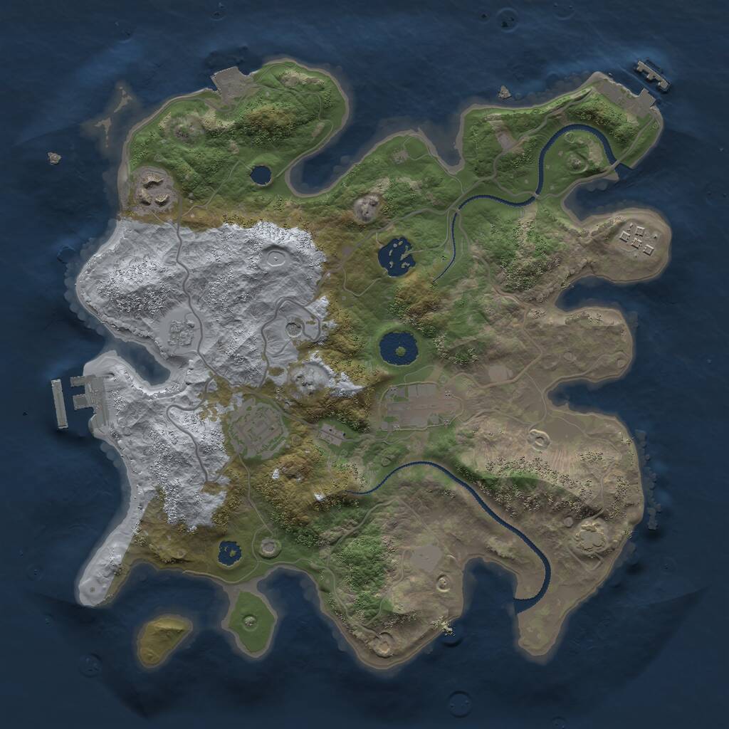 Rust Map: Procedural Map, Size: 3000, Seed: 7161, 11 Monuments