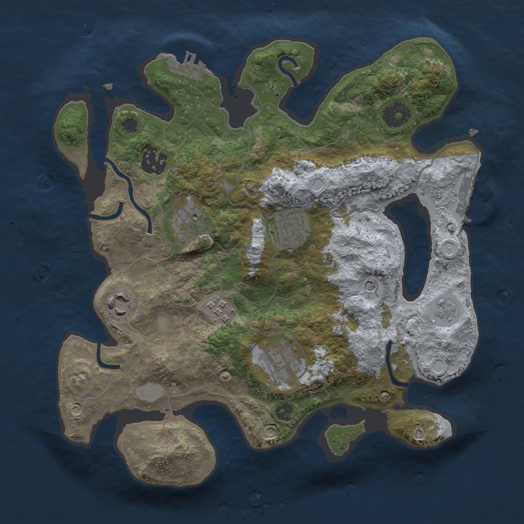 Rust Map: Procedural Map, Size: 3000, Seed: 4661, 13 Monuments