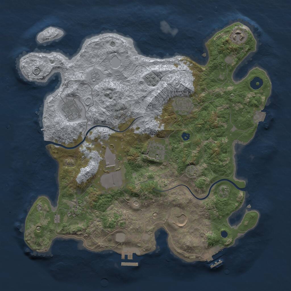Rust Map: Procedural Map, Size: 3500, Seed: 740645957, 14 Monuments